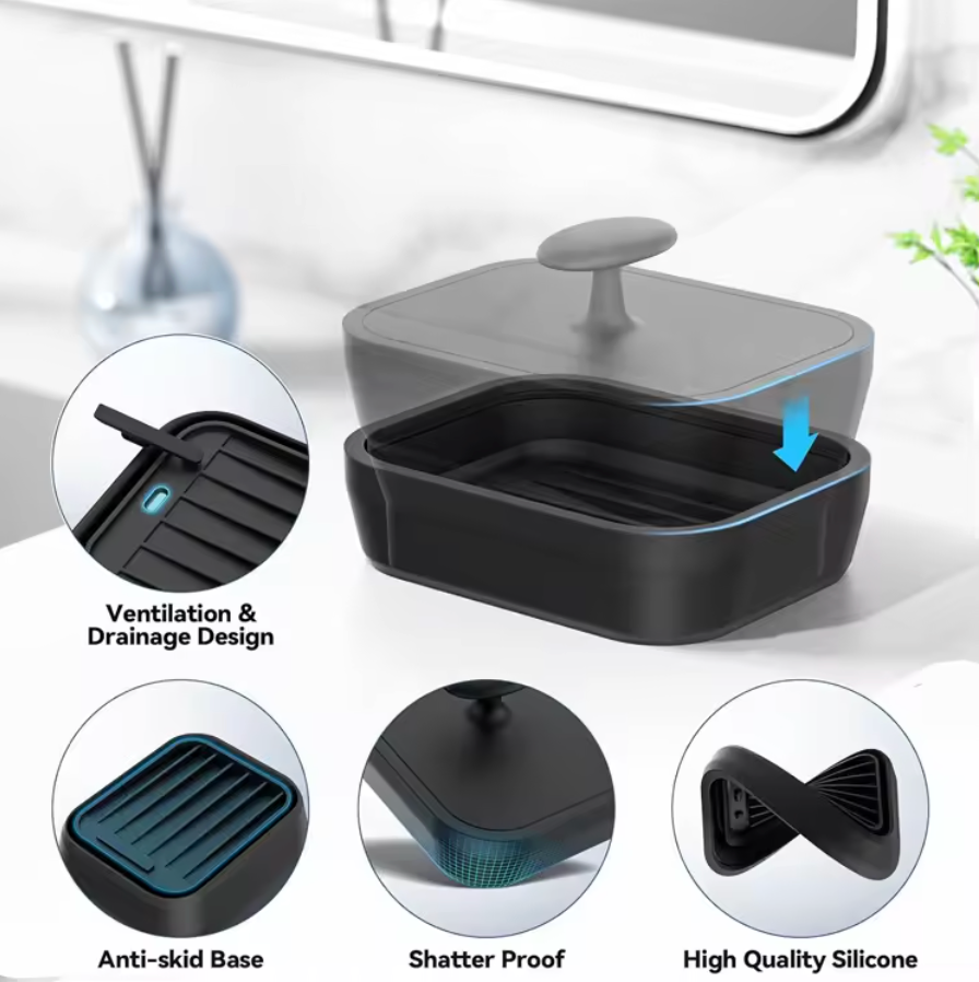 Soap Dish With Silicone Body Scrubber