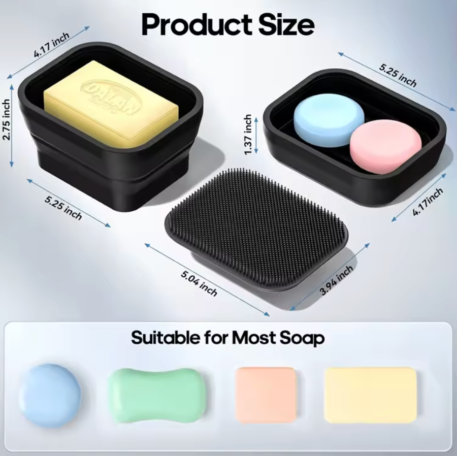 Soap Dish With Silicone Body Scrubber