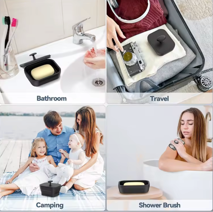 Soap Dish With Silicone Body Scrubber