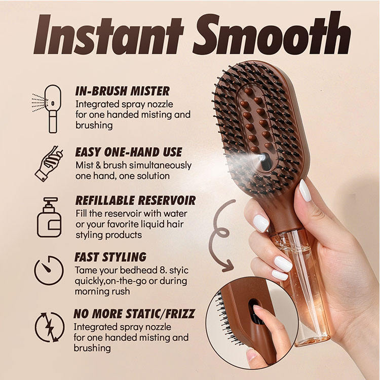 2 in 1 Hair Brush with Mist Spray